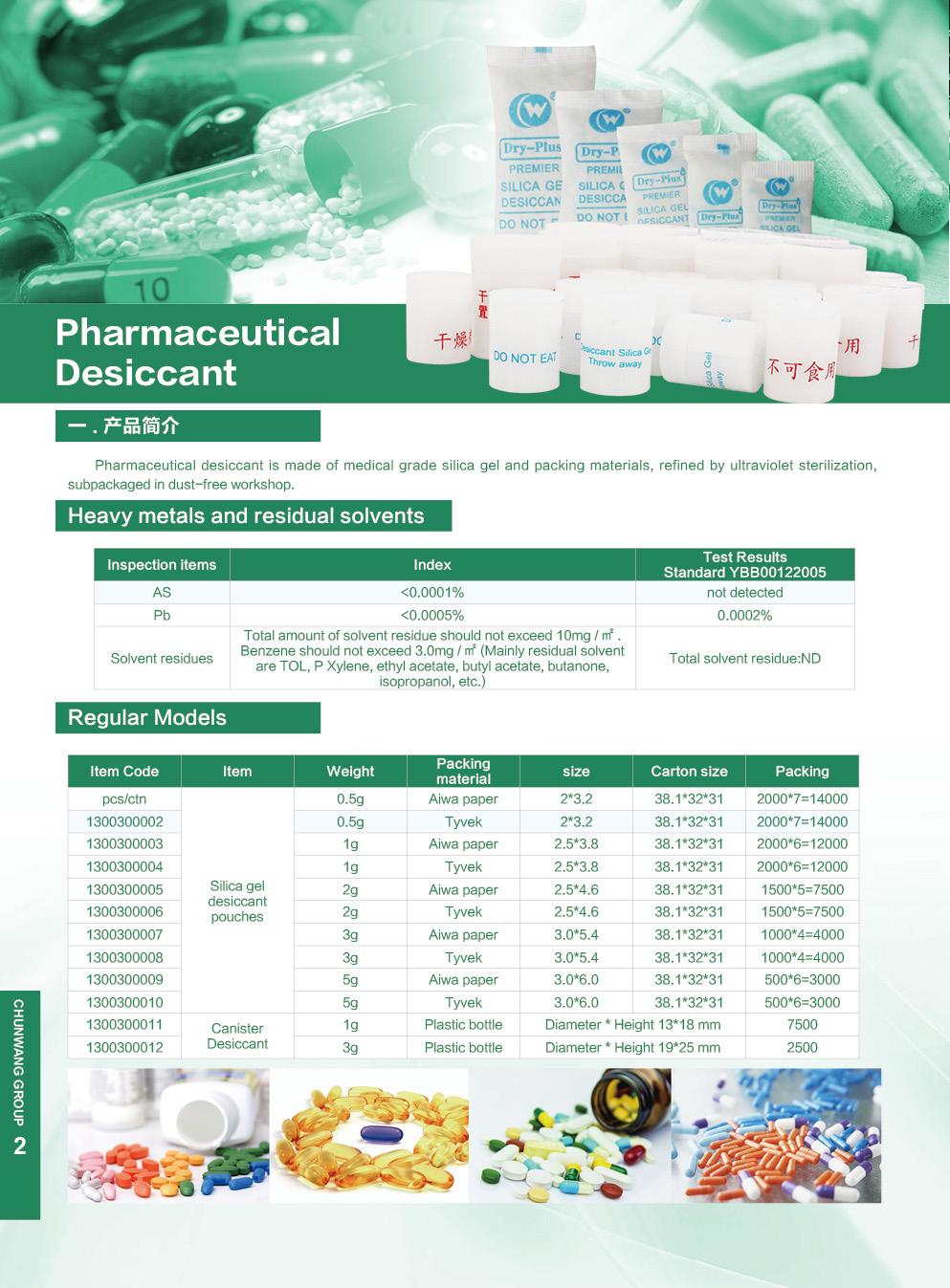 İlaç kurutucu Pharmaceuticals desiccant